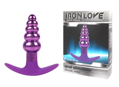 Анальная елочка для ношения Iron Love фиолетовый металл, стоппер силикон, 9,6*3см