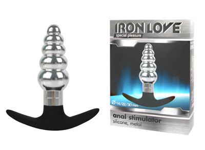 Анальная елочка для ношения Iron Love серебристый металл, стоппер силикон, 9,6*3см