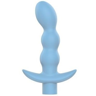 Анальная рельефная вибро-пробка Sweet Toys, голубой, 11*3,1см 00000016372