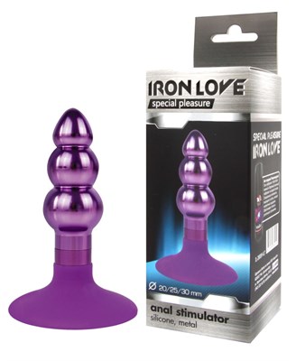 Анальная ёлочка Iron Love фиолетовый металл, присоска силикон,9*3 см