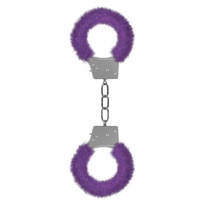 Металлические наручники с меховой обивкой Beginner's Handcuffs Furry, фиолетовые