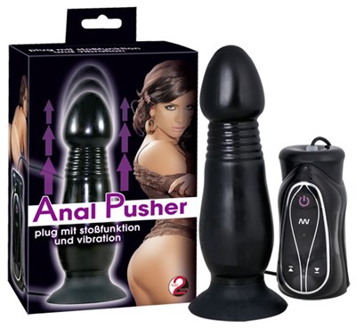 Вибро-втулка 'Anal Pusher' с функцией пульсации, черная 00000013008