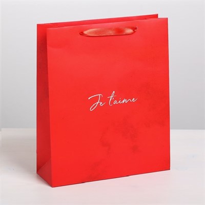 Пакет подарочный 'Je taime' красный, 26x30?9см