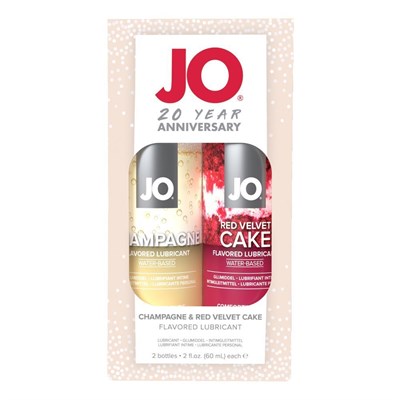 Набор оральный лубрикантов JO Limited Edition 20 Year шампанское+торт красный бархат, по 60 мл