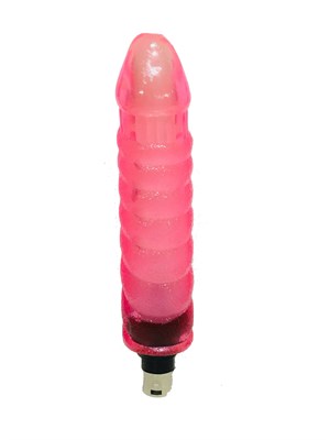 Фаллос ребристый, насадка для секс машины розовая, 15,5*3,5см