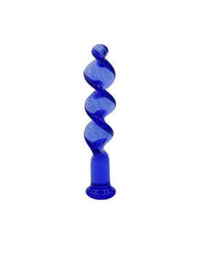Дилдо в форме спирали, стекло синее, 17*3 см