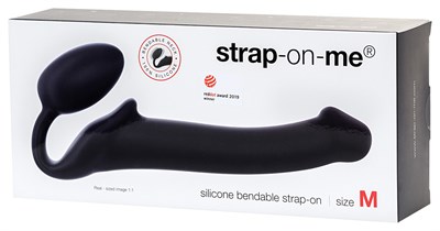Безремневой страпон Strap-On-Me гнущийся черный, М 00001309142