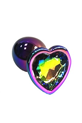 Анальная пробка с кристаллом в форме сердца Kanikule, серебристая -S