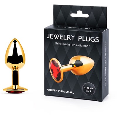 Плаг золотой, кристалл красный  «Golden Plug Small» 7.4*3 см