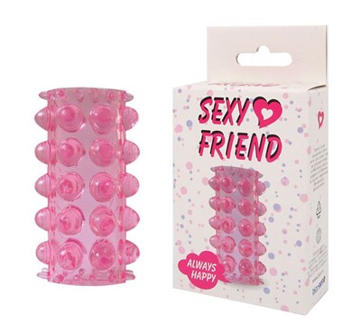 Открытая насадка Sexy Friend розовая с пупырышками
