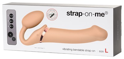 Безремневой вибро-страпон Strap-On-Me с 3 моторами, гибкий телесный, L 00001309133