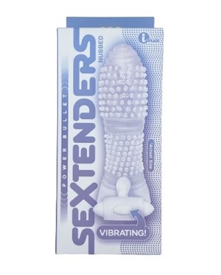 Вибро-насадка на пенис Sextenders фактурная с клиторальным язычком, TPE 13*2.5см