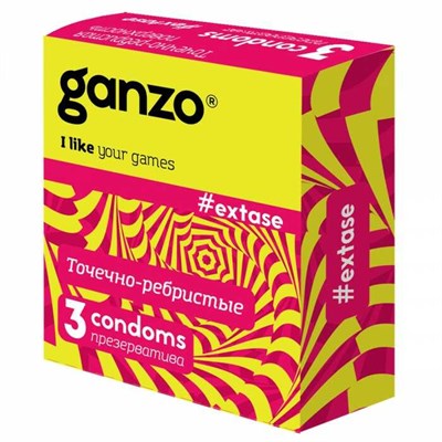 Презервативы Ganzo Extase №3  точечно-ребристые, 3 шт 00001309506