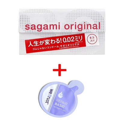 Презервативы Sagami Original 0,02 полиуретан 6шт+Лубрикант Wettrust 2мл 00001309664