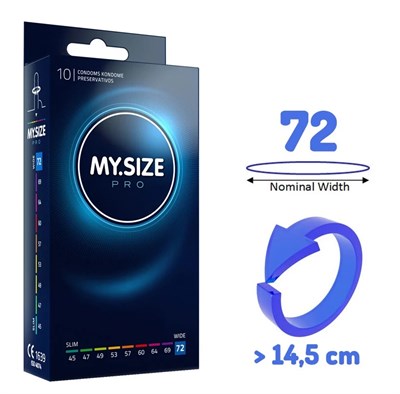 Презервативы MY.SIZE 72 №10 увеличенный объем, 22,3*7,2см, 10шт 00001309768