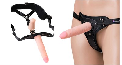 Страпон LoveToy с поясом Harness, с 2 насадками, реалистичный, neoskin, 18 см 00001307419