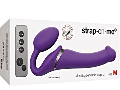 Безремневой страпон Strap-on-me с 3-мя моторами, фиолетовый, M 00001309670