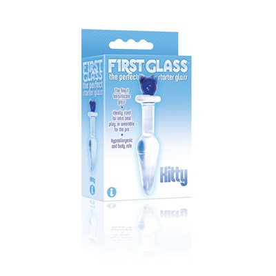 Анальная втулка из стекла First Glass Kitty Love с котиком в стоппере, 125*23мм 00001309145