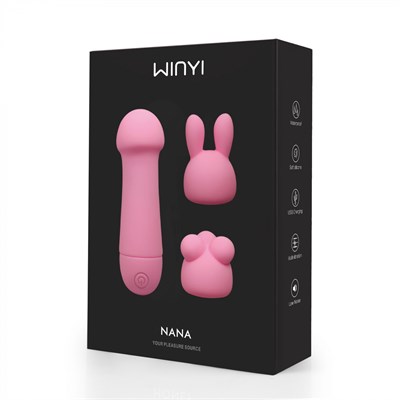 Вибратор Winyi Nana 2 сменных насадки, 13*3,2см 00001310010