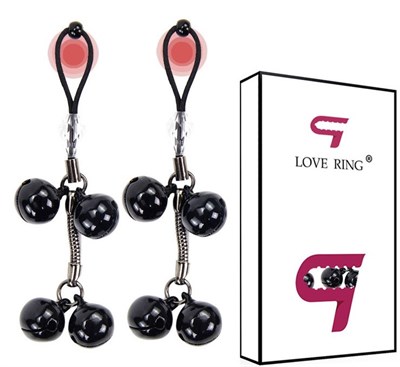 Украшение для сосков Love ring с бубенчиками, черные 00001308630