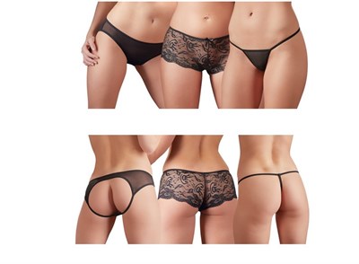 Набор из 3 женских трусиков, Cottelli Collection, черный, S 00001308574