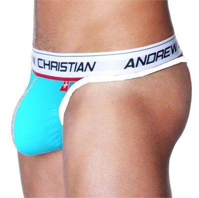 Мужские трусы стринги голубые Andrew Christian размер XL 00001309980