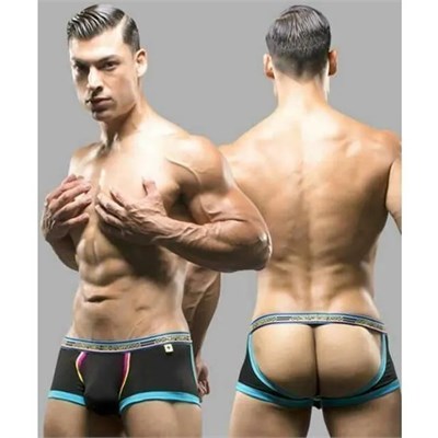 Мужские джоки черные с голубой окантовкой Andrew Christian размер XL 00001309995