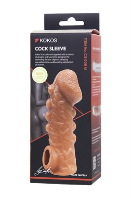 Насадка на член Kokos фактурная с фиксацией мошонки, 15,6см, М 00001309151