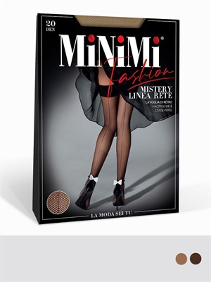 Чулки с имитацией шва по ноге Minimi Mistery Linea Rete, капучино, р.2 00001509517