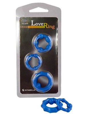 Набор эрекционных колец со стимулирующими бусинами Love Ring 3 шт., синий 00001310287