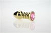 Плаг-спираль золото, кристалл розовый 100*35мм - фото 47227