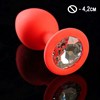 Анальная пробка силикон красный с белым кристаллом, L-4,2см, 74гр - фото 47235