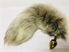 Плаг золотистый с бежевым хвостом чернобурки, 35 см, Д - 3 см, - фото 51256