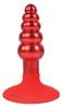 Анальная ёлочка Iron Love красный металл, присоска силикон, 9*3 см - фото 52196