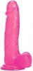 Фаллос с мошонкой на присоске розовый гель, 19*4см - фото 53081