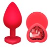 Анальная пробка стоппер-сердечко, красный силикон, 9,6*4,1см - фото 55480
