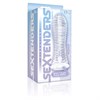 Вибро-насадка на пенис Sextenders ребристая с клиторальным язычком, TPE 13*2.5см 00001309661 - фото 62065